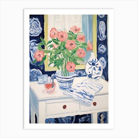 Bathroom Vanity Painting With A Hibiscus Bouquet 4 Art Print