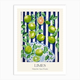 Marche Aux Fruits Limes Fruit Summer Illustration 2 Póster