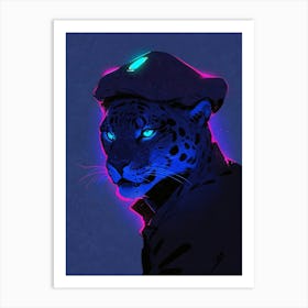 Leopard With Neon Eyes Art Print