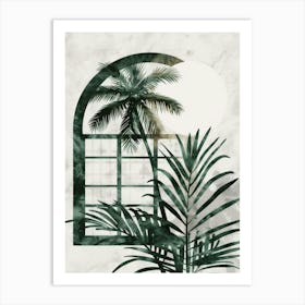 Palm Tree In The Window Art Print