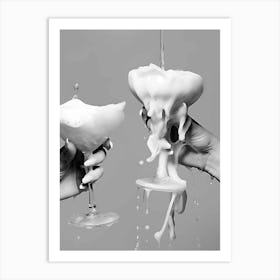 Keep Em Coming Champagne Black And White Art Print