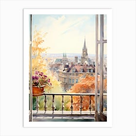 Window View Of Bern Switzerland In Autumn Fall, Watercolour 3 Art Print