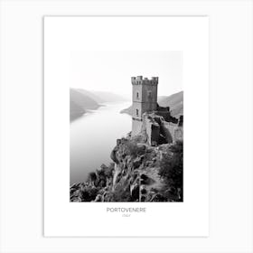 Poster Of Portovenere, Italy, Black And White Photo 2 Art Print