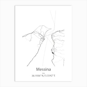 Messina,Italy Minimalist Map Art Print