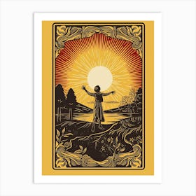 The Sun Tarot Card, Vintage 0 Art Print