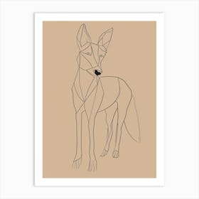 Geometric Fox - Boho, Line Art Art Print