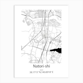 Natori Shi,Japan Minimalist Map Art Print