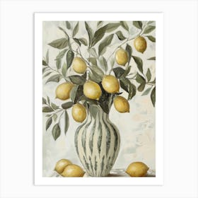 Still Life Lemons In A Vase Art Print