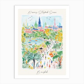 Poster Of Bangkok, Dreamy Storybook Illustration 4 Art Print