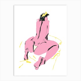 Female Nude Back View White Art Print