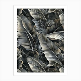 Black And White Banana Leaves 5 Art Print