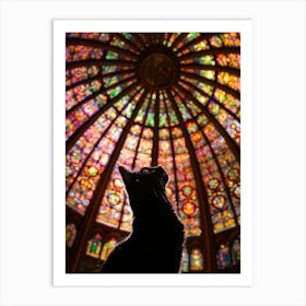 Cat In Stained Glass Window Art Print