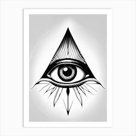 Perception, Symbol, Third Eye Simple Black & White Illustration 2 Art Print