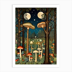 William Morris Rose Mushrooms In The Forest 1 Art Print