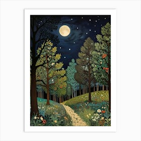 William Morris Moonlight In The Woods 85 Art Print