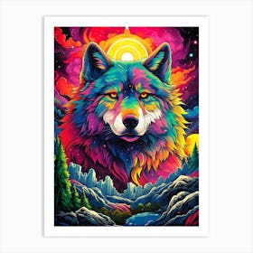 Psychedelic Wolf 2 Art Print