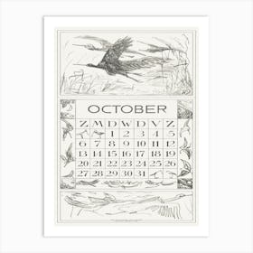 October Calendar Sheet With Migratory Birds (1917), Theo Van Hoytema Art Print