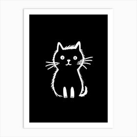 Black And White Cat Line Drawing 6 Art Print