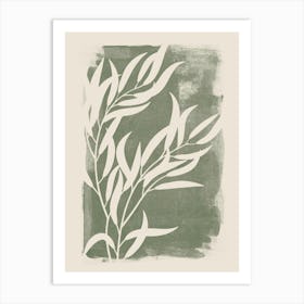 Sage Green Botanical, Boho Farmhouse Minimalist Olive Branch, Leaves Art Print