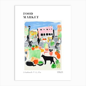 The Food Market In Oslo 1 Illustration Poster Art Print