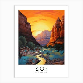 Zion, National Park Maximalist Travel Poster Vibrant Colour Art Print