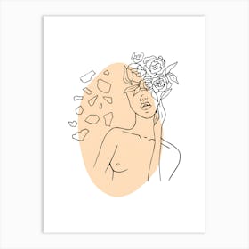 Woman With Flowers On Her Head 7 Art Print