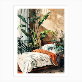 Tropical Bedroom illustration Art Print