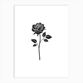 Flower Centre Single Rose B & W art Art Print