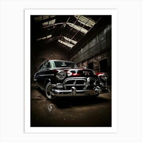 Old Car In A Garage 1 Art Print