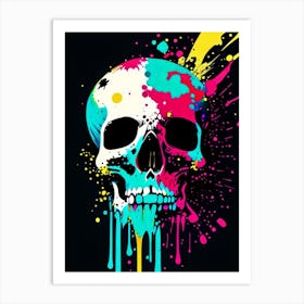 Skull With Splatter Effects 1 Pop Art Art Print