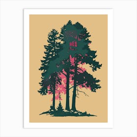 Hemlock Tree Colourful Illustration 2 Art Print