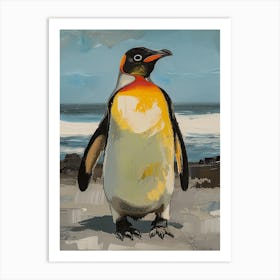 Galapagos Penguin Half Moon Island Colour Block Painting 2 Art Print
