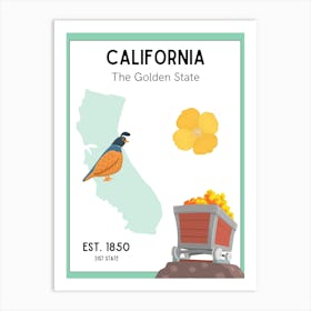 Golden State Of California Art Print