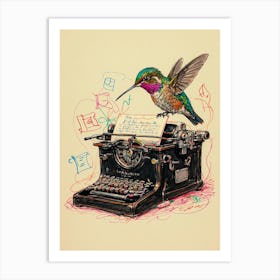 Hummingbird On Typewriter Art Print