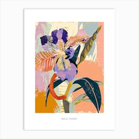 Colourful Flower Illustration Poster Wild Pansy 2 Art Print