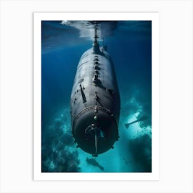 Submarine In The Ocean-Reimagined 19 Art Print