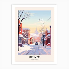 Vintage Winter Travel Poster Denver Colorado 1 Art Print