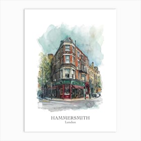 Hammersmith London Borough   Street Watercolour 2 Poster Art Print