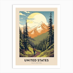 Pacific Crest Trail Usa 3 Vintage Hiking Travel Poster Art Print