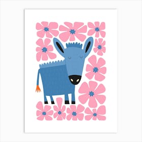 Nursery Woodland Animal Pink Floral Art Print