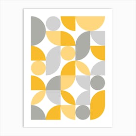 Mid Century Modern Abstract 26 Yellow, Grey Art Print