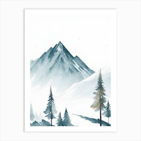 Mountain And Forest In Minimalist Watercolor Vertical Composition 34 Art Print