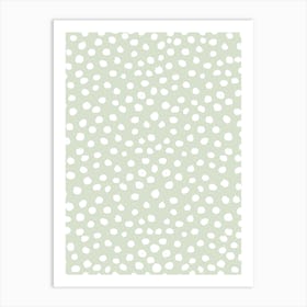 Dots Sage Green And White Art Print