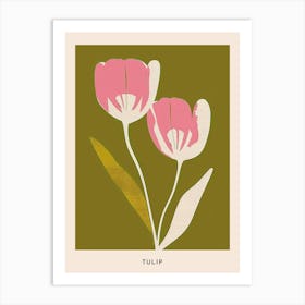Pink & Green Tulip 2 Flower Poster Art Print