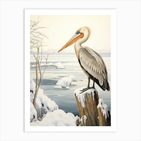 Winter Bird Painting Brown Pelican 1 Art Print