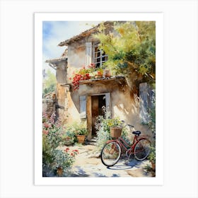 House With A Bicycle Art Print