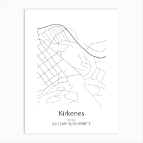 Kirkenes,Norway Minimalist Map Art Print