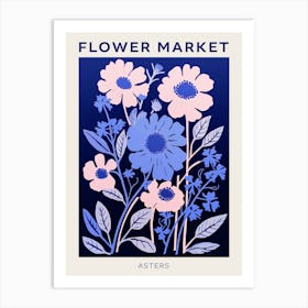 Blue Flower Market Poster Asters 6 Art Print