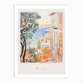 Rovinj Croatia Orange Drawing Poster Art Print