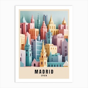Madrid City Travel Poster Spain Low Poly (29) Art Print